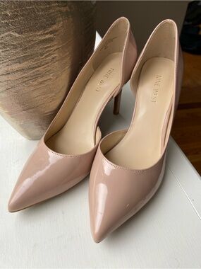 Nine West Blush Patent Pointed-Toe Stiletto Pumps 8.5, 3.5 inch heel